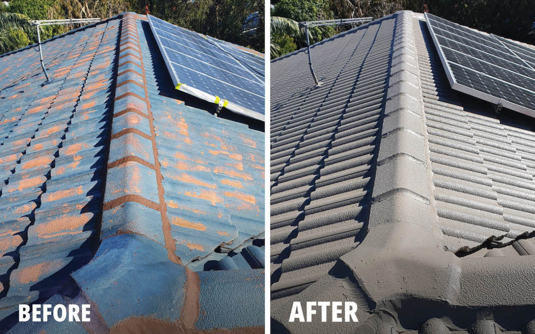 Roof restoration before and after