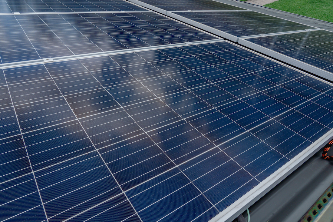 Solar Panel Cleaning close up of solar panels